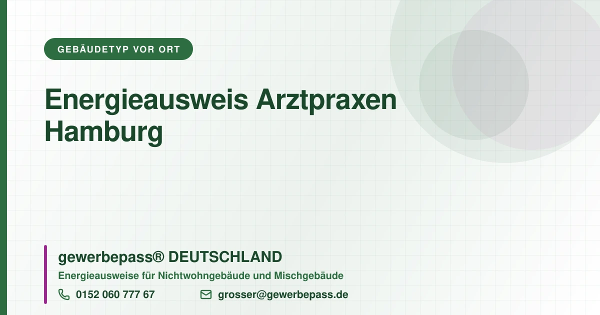 Energieausweis Arztpraxen Hamburg, Bedarfsausweis nach DIN V 18599, gewerbepass® DEUTSCHLAND, Tel. 0152 060 777 67